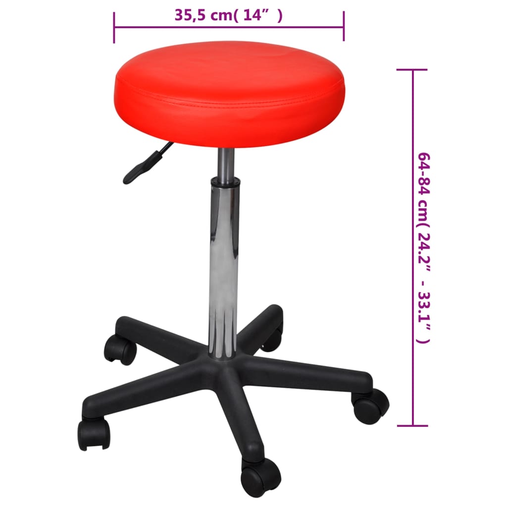 Bürohocker 2 Stk. Rot 35,5x84 cm Kunstleder