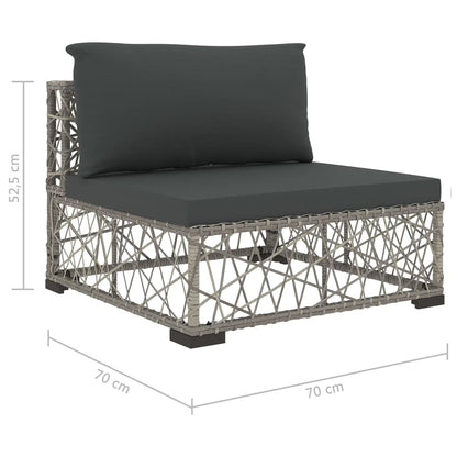 10-tlg. Garten-Lounge-Set mit Auflagen Poly Rattan Grau