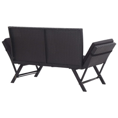 Gartenbank mit Auflagen 176 cm Schwarz Poly Rattan