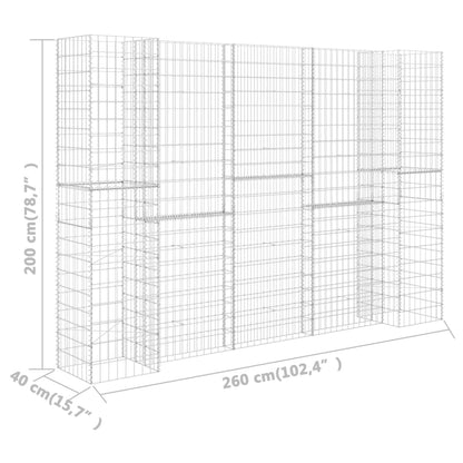 H-förmiger Gabionen-Pflanzkorb Stahldraht 260x40x200 cm