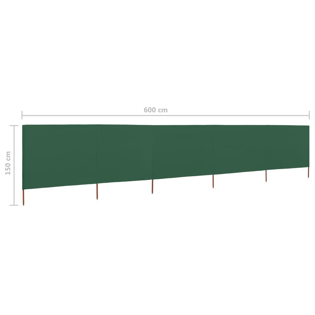 5-teiliges Windschutzgewebe 600 x 120 cm Grün