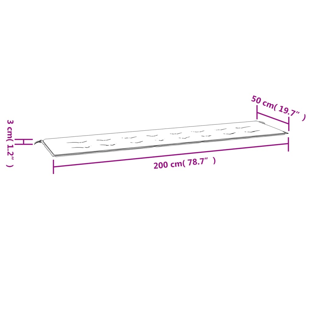 Gartenbank-Auflage Creme 200x50x3 cm Oxford-Gewebe