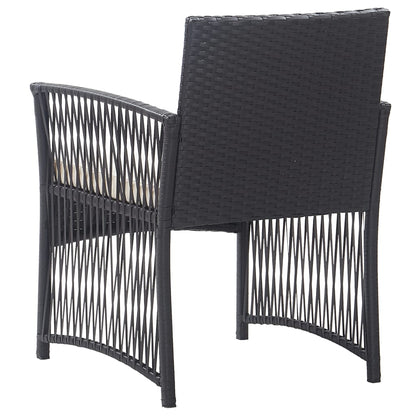 Gartensessel mit Sitzkissen 2 Stk. Schwarz Poly Rattan