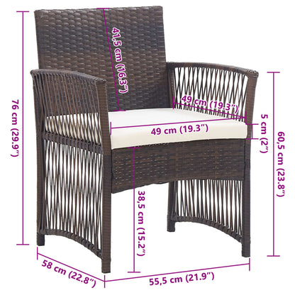 Gartensessel mit Sitzkissen 2 Stk. Braun Poly Rattan