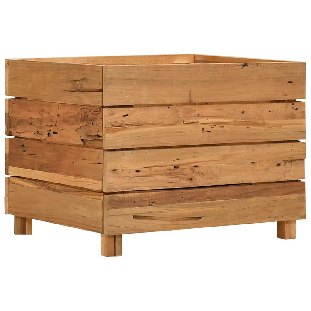 Hochbeet 50x40x38 cm Teak Altholz und Stahl