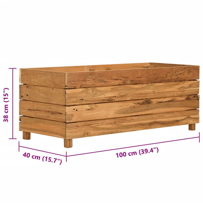 Hochbeet 100x40x38 cm Teak Altholz und Stahl