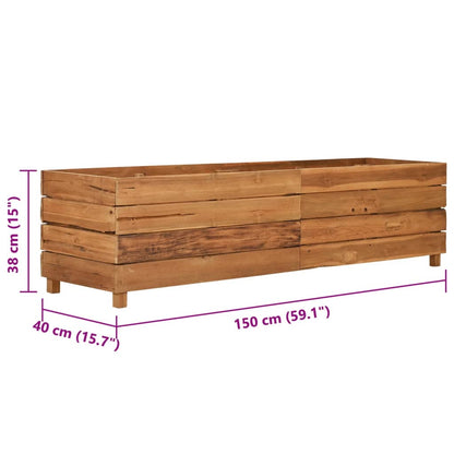 Hochbeet 150x40x38 cm Teak Altholz und Stahl