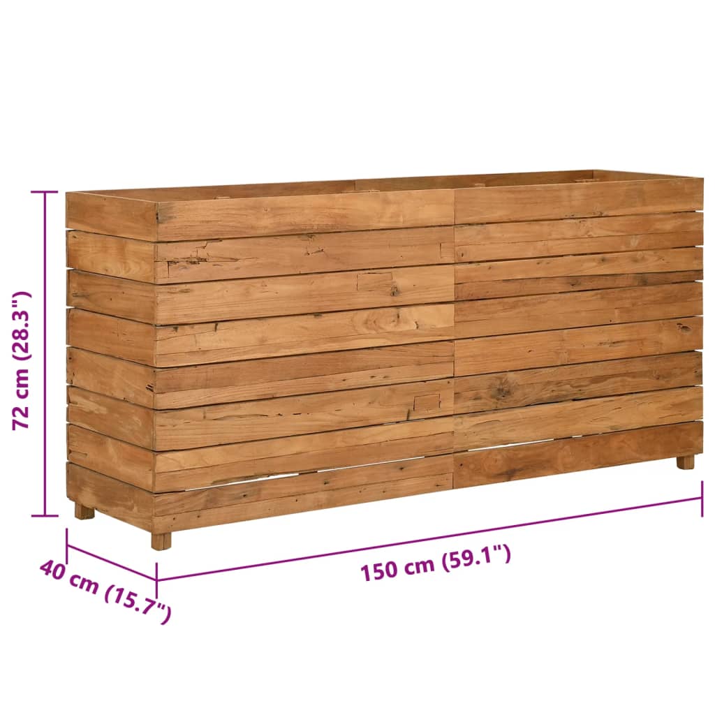 Hochbeet 150x40x72 cm Teak Altholz und Stahl