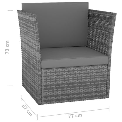 Gartensessel mit Hocker Poly Rattan Anthrazit