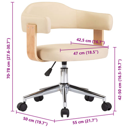 Esszimmerstuhl Drehbar Creme Bugholz und Kunstleder