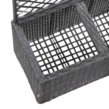 Hochbeet mit Rankgitter 2 Töpfe 58×30×107cm Poly Rattan Schwarz