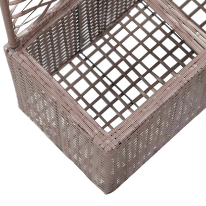 Hochbeet mit Rankgitter 2 Töpfe 58×30×107cm Poly Rattan Braun