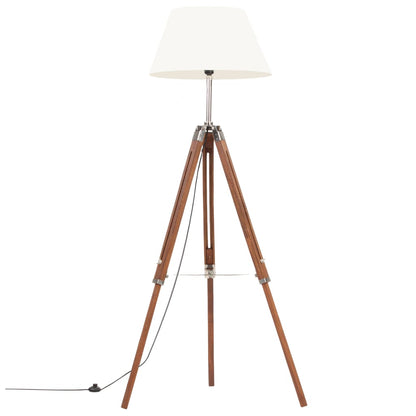 Stativlampe Honigbraun und Weiß Teak Massivholz 141 cm