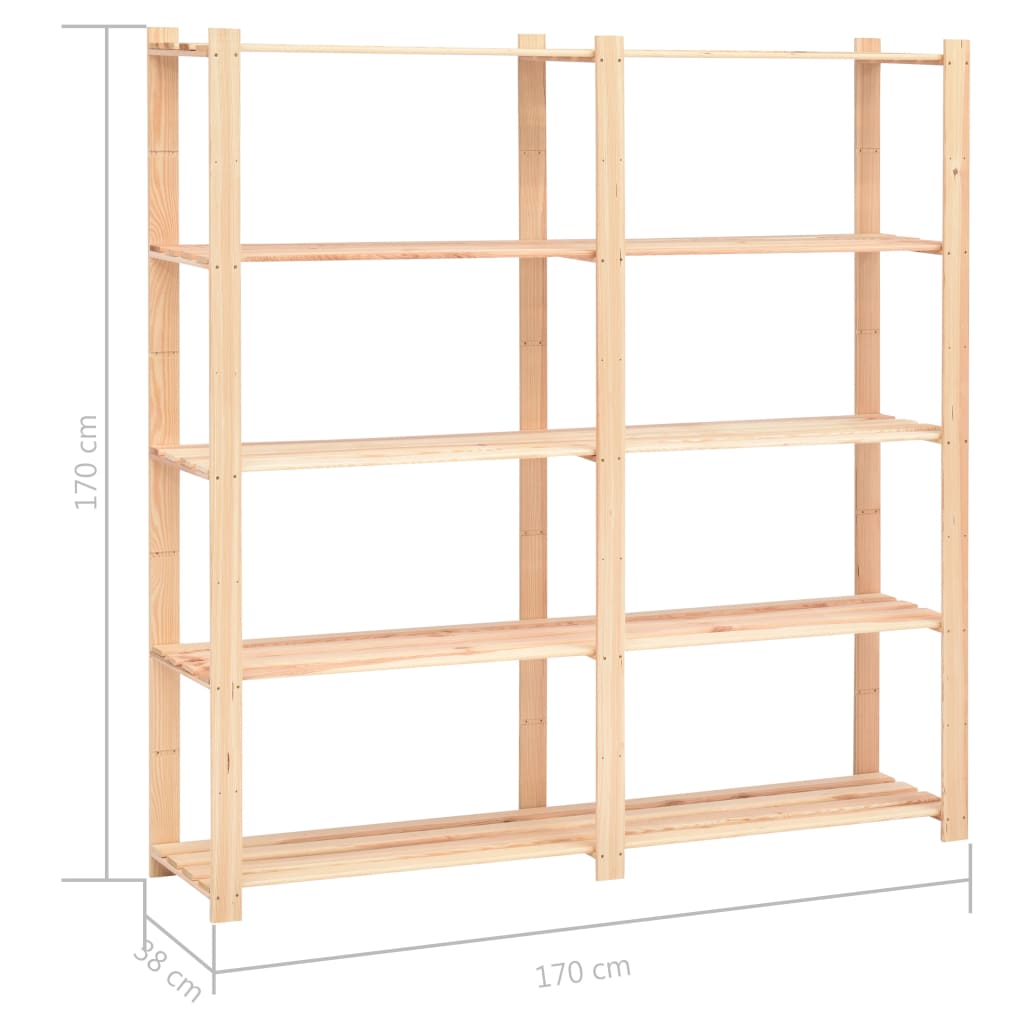 Lagerregale 5 Böden 10 Stk 170x38x170cm Massivholz Kiefer 500kg