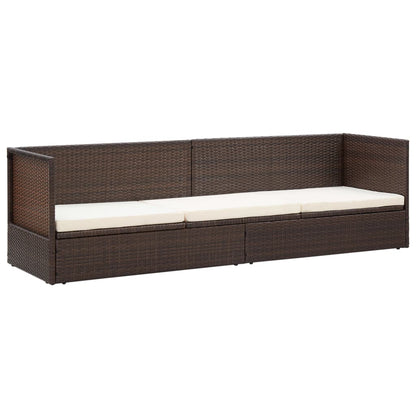 Garten-Sofabett mit Kissen Poly Rattan Braun