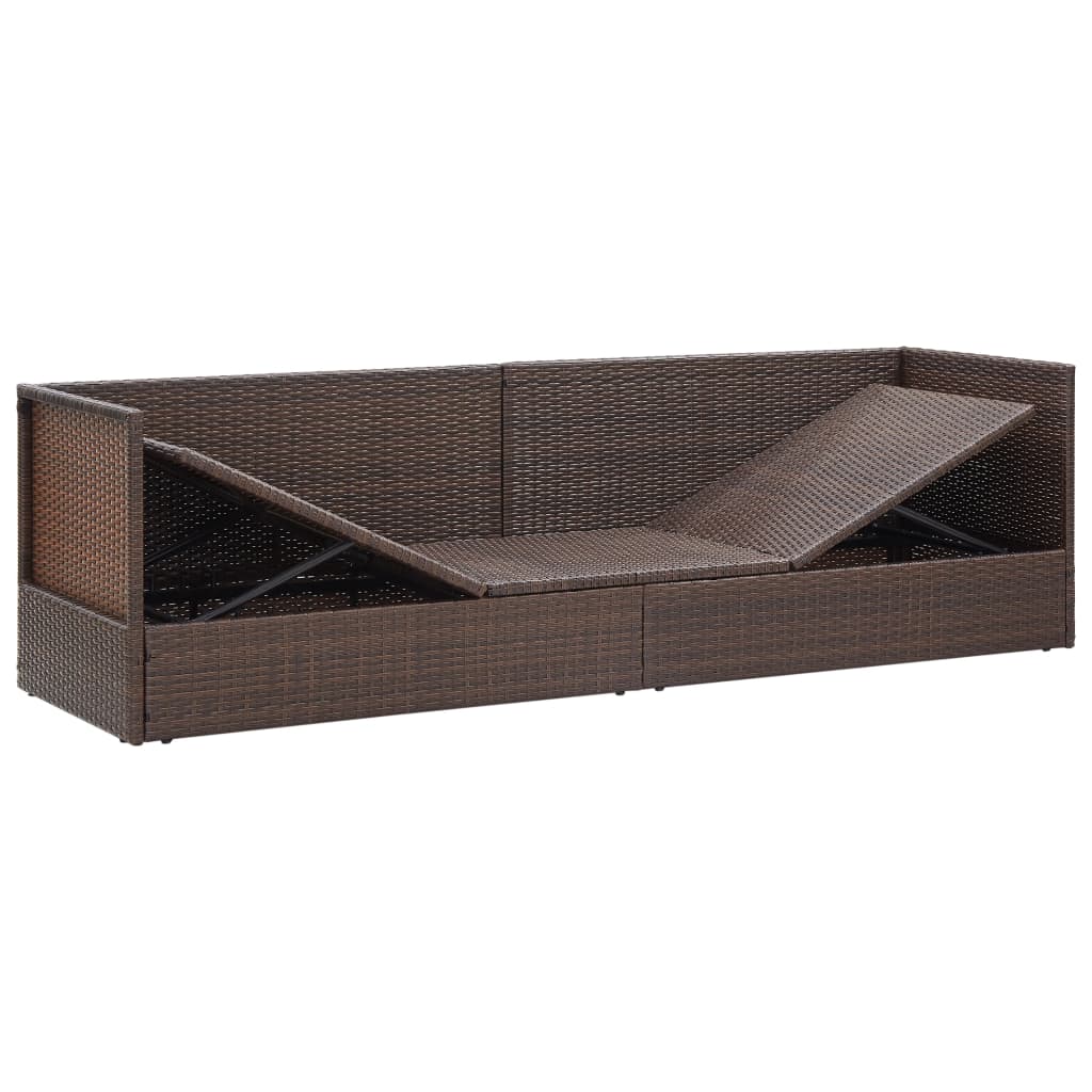 Garten-Sofabett mit Kissen Poly Rattan Braun