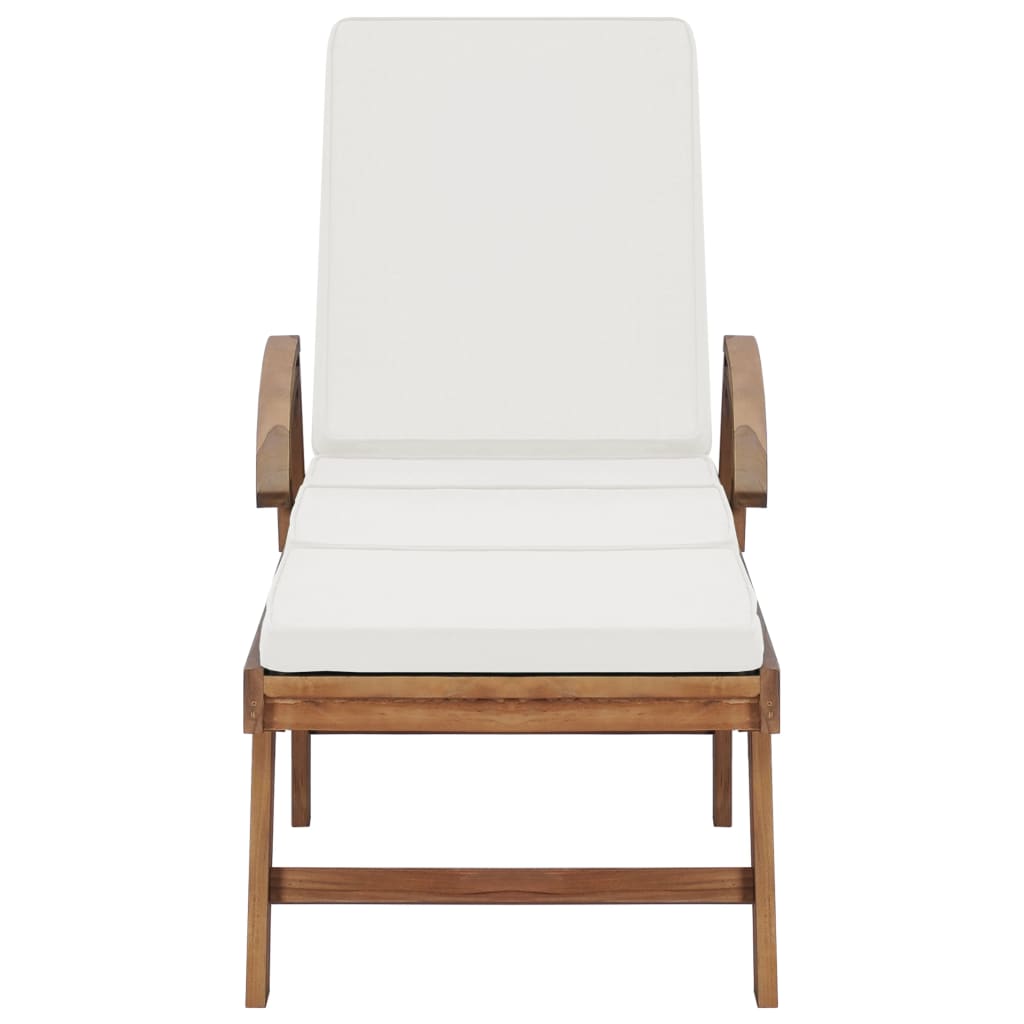 Sonnenliegen mit Auflagen 2 Stk. Massivholz Teak Creme