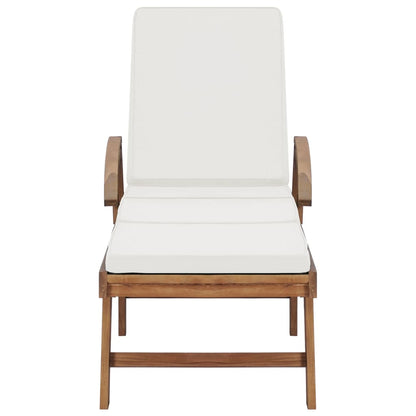 Sonnenliegen mit Auflagen 2 Stk. Massivholz Teak Creme