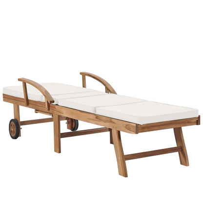 Sonnenliegen mit Auflagen 2 Stk. Massivholz Teak Creme