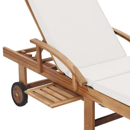 Sonnenliegen mit Auflagen 2 Stk. Massivholz Teak Creme