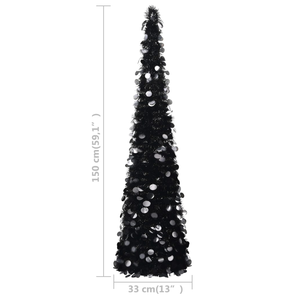 Künstlicher Pop-Up-Weihnachtsbaum Schwarz 150 cm PET