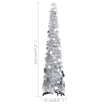 Künstlicher Pop-Up-Weihnachtsbaum Silber 120 cm PET