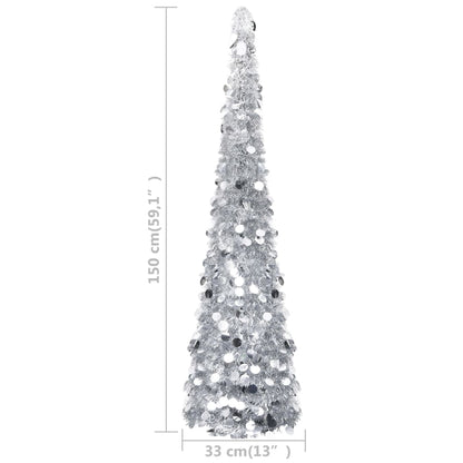 Künstlicher Pop-Up-Weihnachtsbaum Silber 150 cm PET