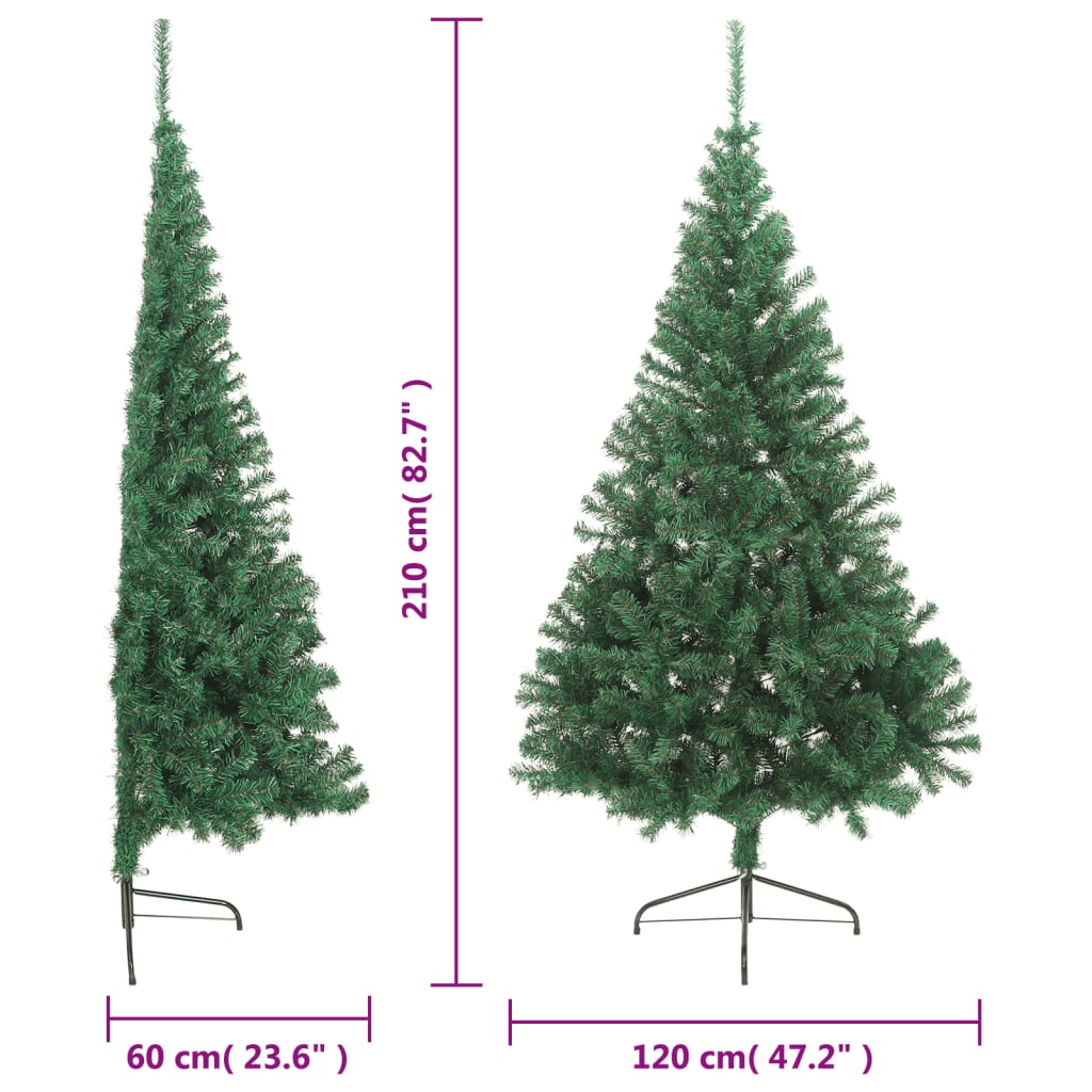 Künstlicher Halb-Weihnachtsbaum mit Ständer Grün 210 cm PVC