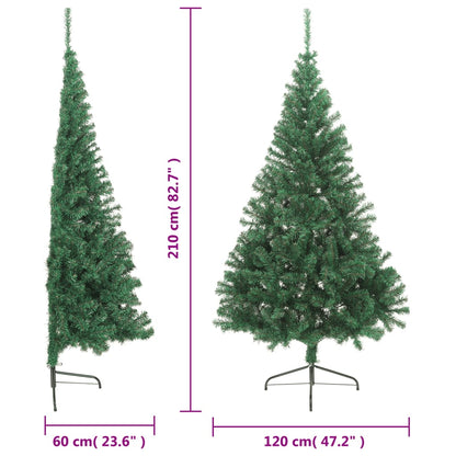 Künstlicher Halb-Weihnachtsbaum mit Ständer Grün 210 cm PVC