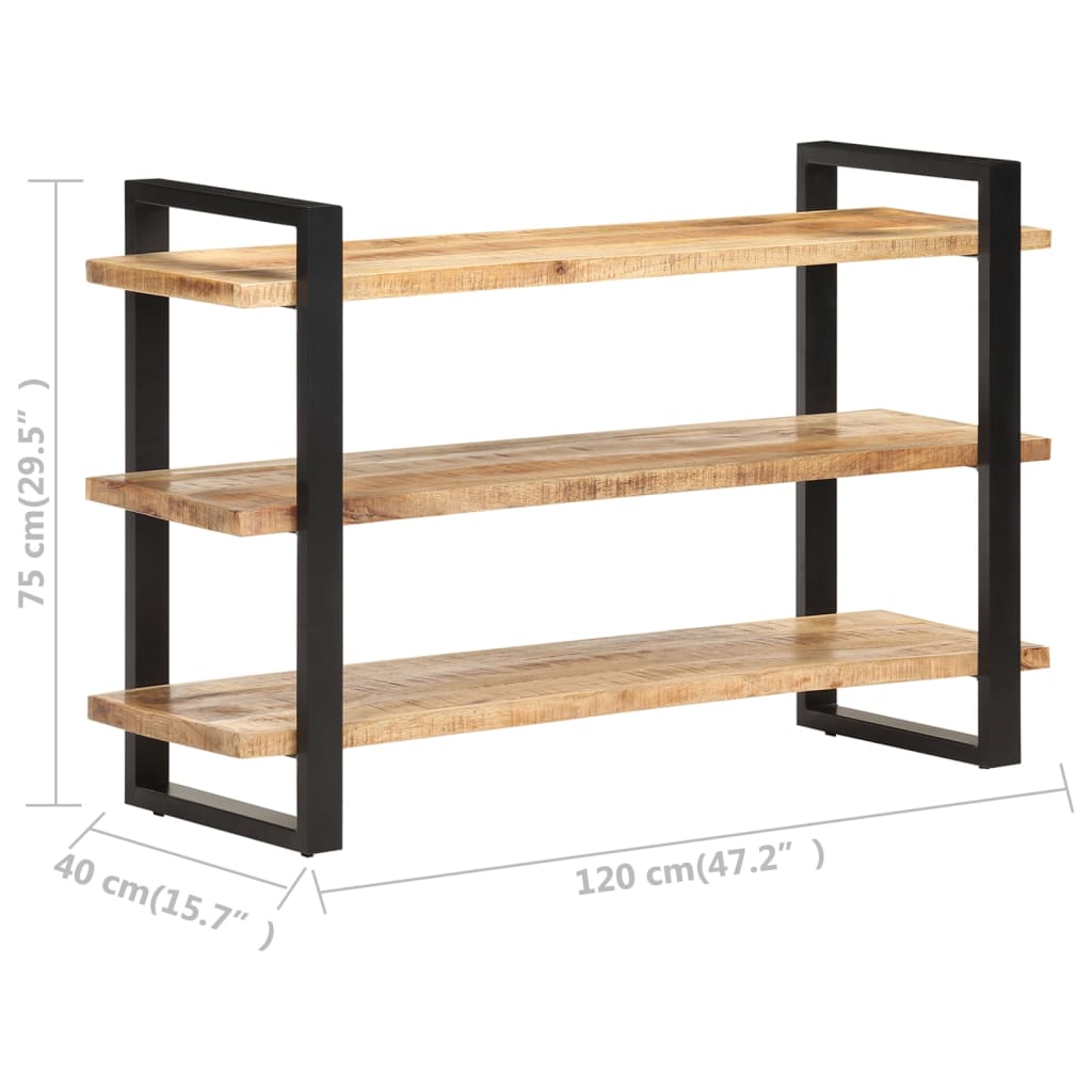 Sideboard mit 3 Regalböden 120x40x75 cm Raues Mangoholz