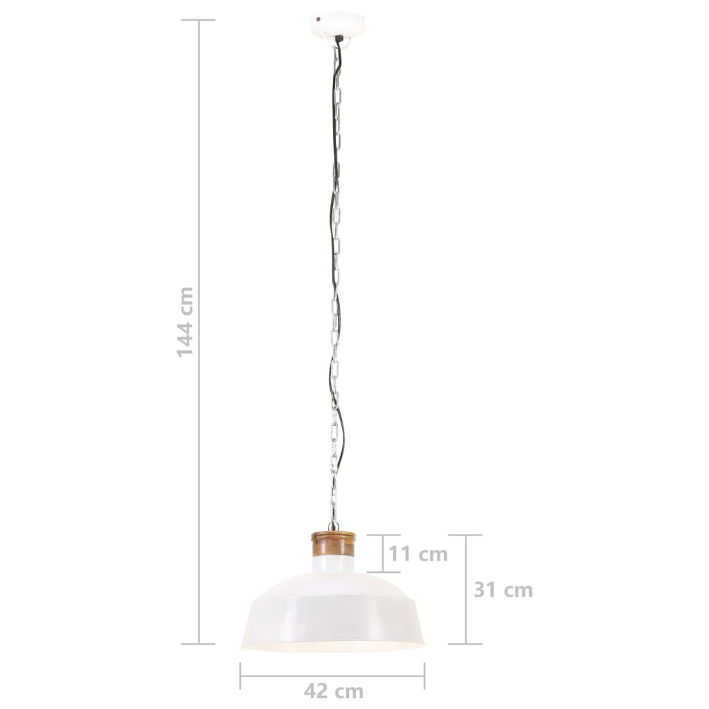 Hängelampe Industriestil 42 cm Weiß E27