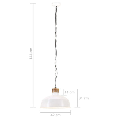 Hängelampe Industriestil 42 cm Weiß E27