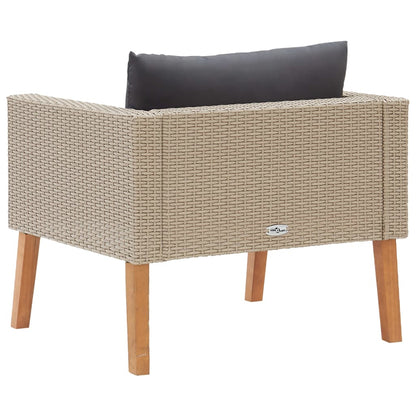 1-Sitzer-Gartensofa mit Auflagen Poly Rattan Beige