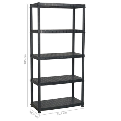 Lagerregal 5-Tier Schwarz 91,5x45,7x185 cm Kunststoff