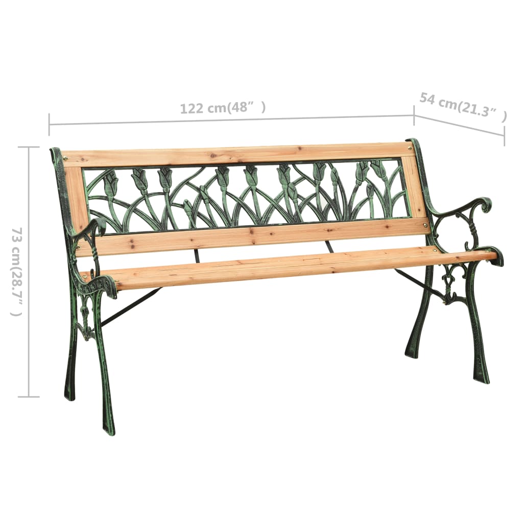 Gartenbank 122 cm Gusseisen und Massivholz Tanne