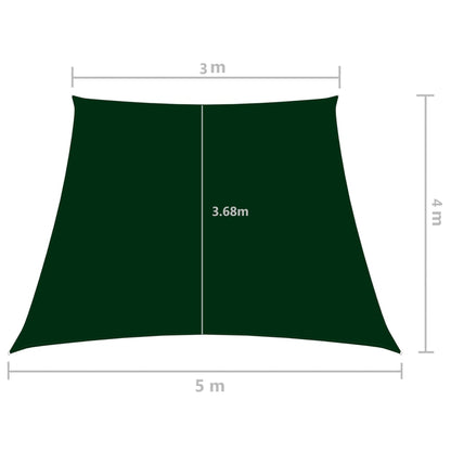 Sonnensegel Oxford-Gewebe Trapezförmig 3/5x4 m Dunkelgrün