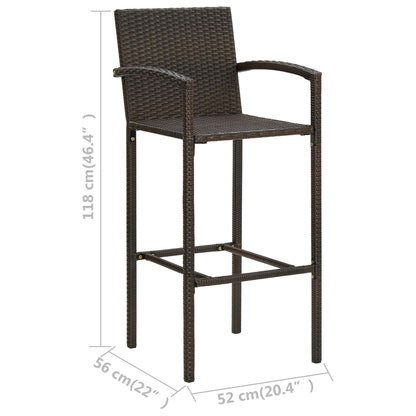 Barhocker 2 Stk. Braun Poly Rattan