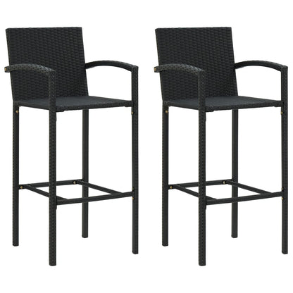 Barhocker 2 Stk. Schwarz Poly Rattan