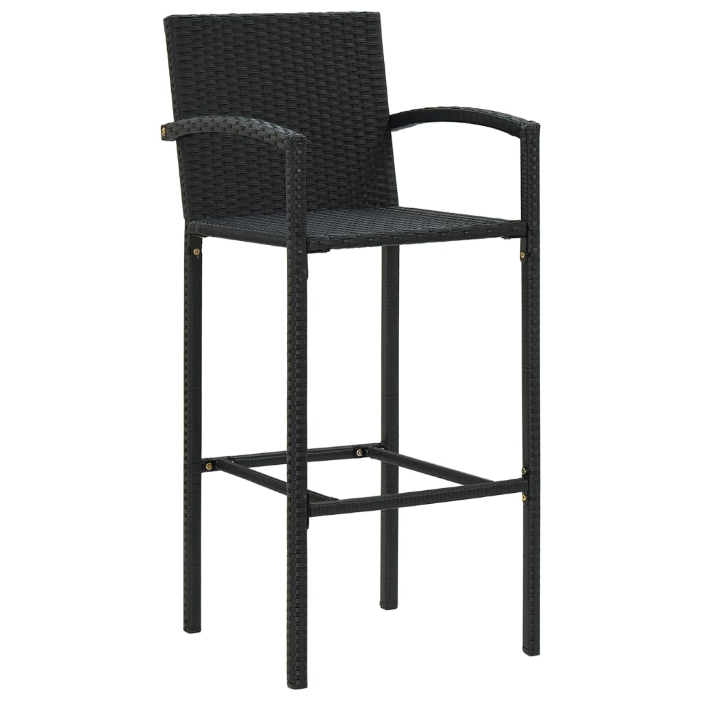 Barhocker 2 Stk. Schwarz Poly Rattan