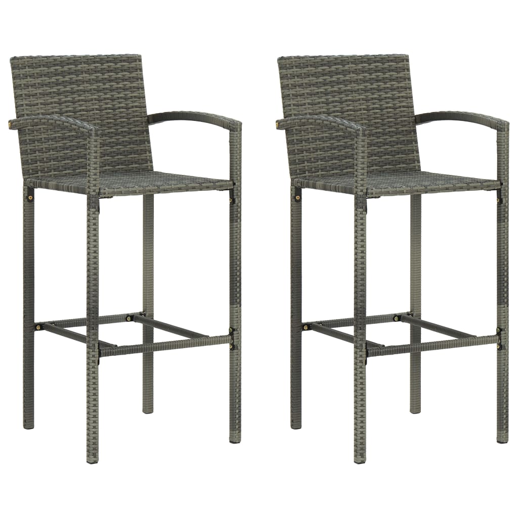 Barhocker 2 Stk. Grau Poly Rattan