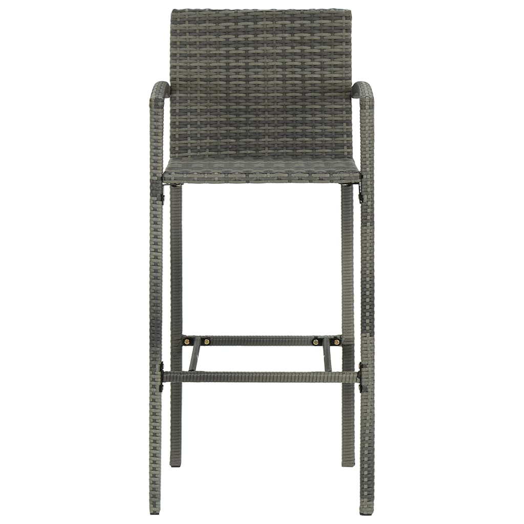 Barhocker 2 Stk. Grau Poly Rattan