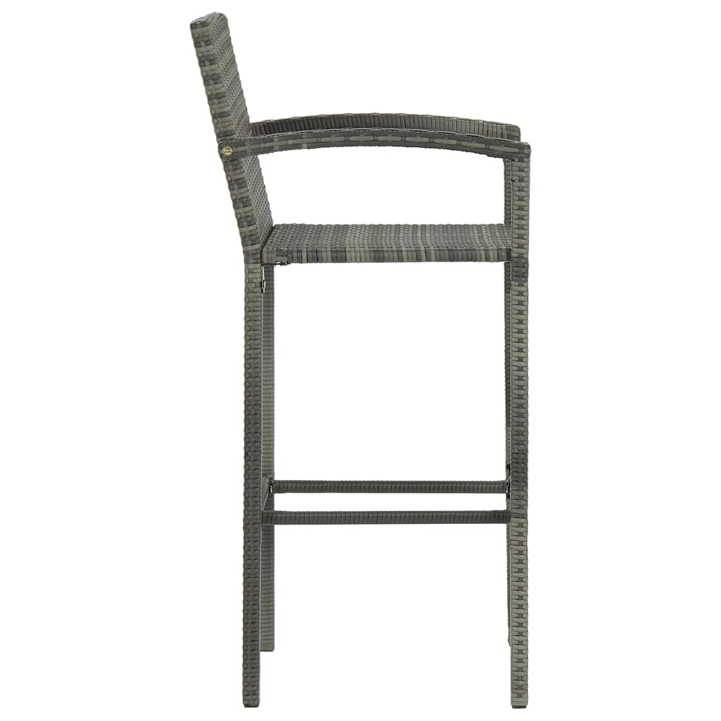 Barhocker 2 Stk. Grau Poly Rattan