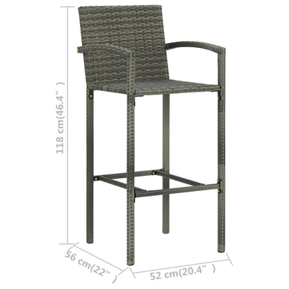 Barhocker 2 Stk. Grau Poly Rattan