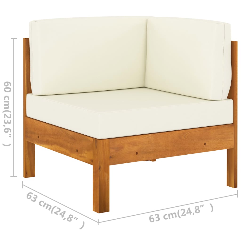 10-tlg. Garten-Lounge-Set mit Creme Auflagen Massivholz Akazie