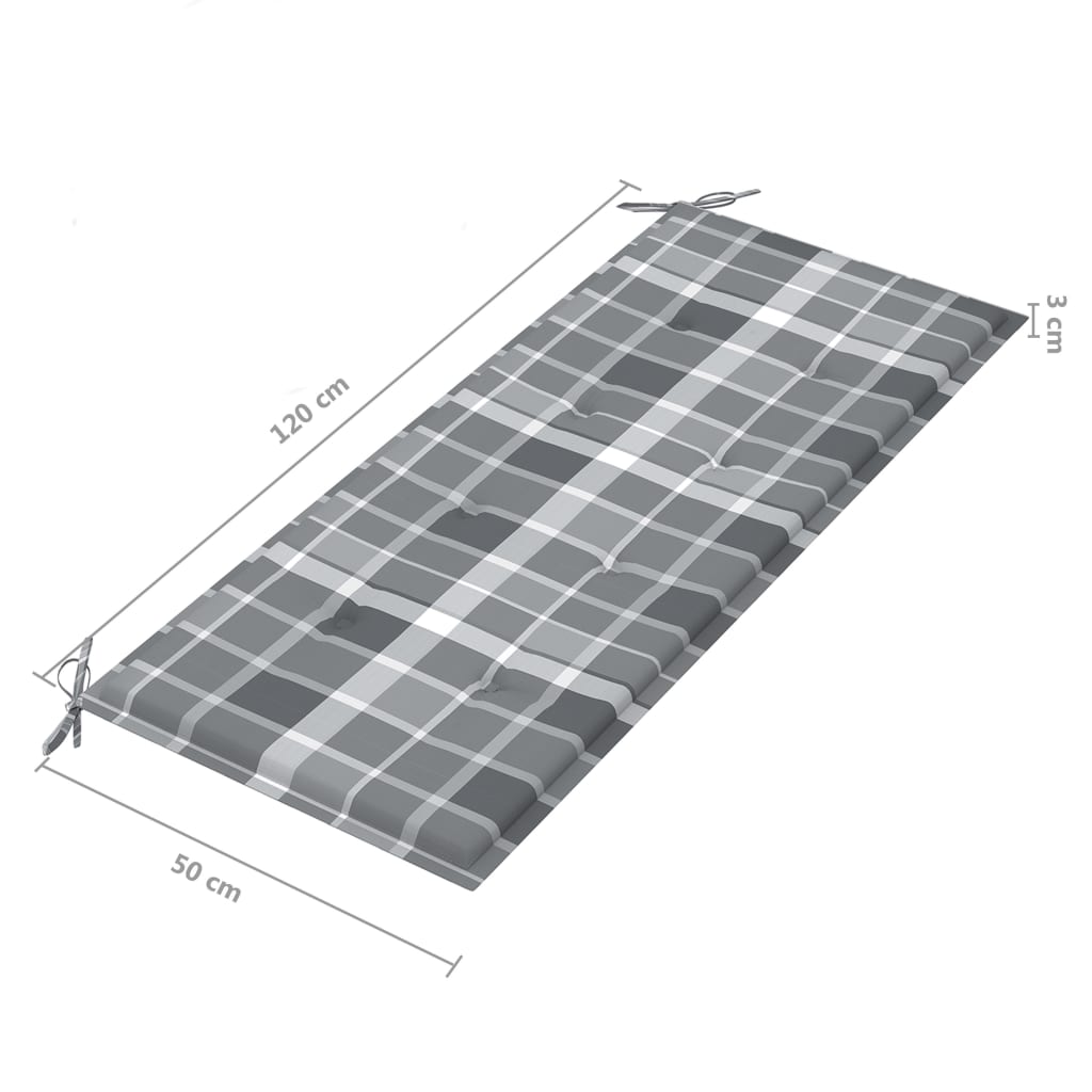 2-Sitzer-Gartenbank mit Auflage 120 cm Grau Eukalyptusholz