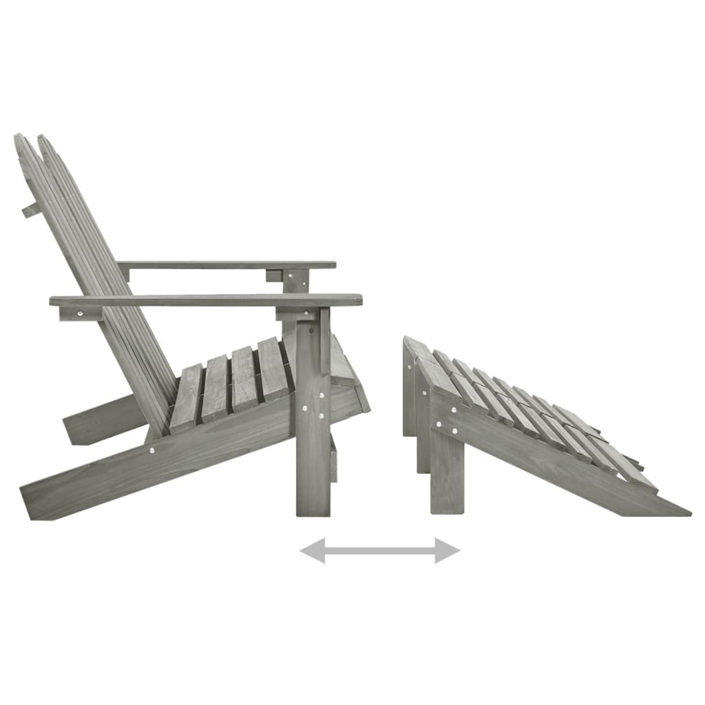 Adirondack-Gartenbank 2-Sitzer mit Fußteil Tannenholz Grau