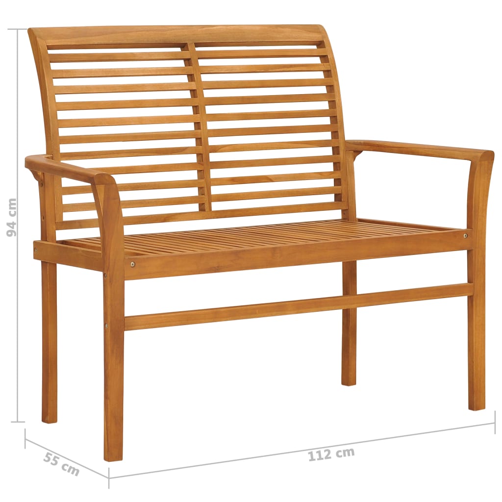 Gartenbank mit Blauer Auflage 112 cm Massivholz Teak