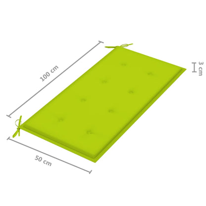 Gartenbank mit Hellgrüner Auflage 112 cm Massivholz Teak