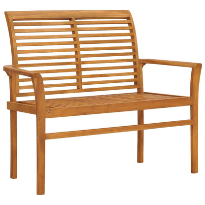 Gartenbank mit Anthrazit Auflage 112 cm Massivholz Teak