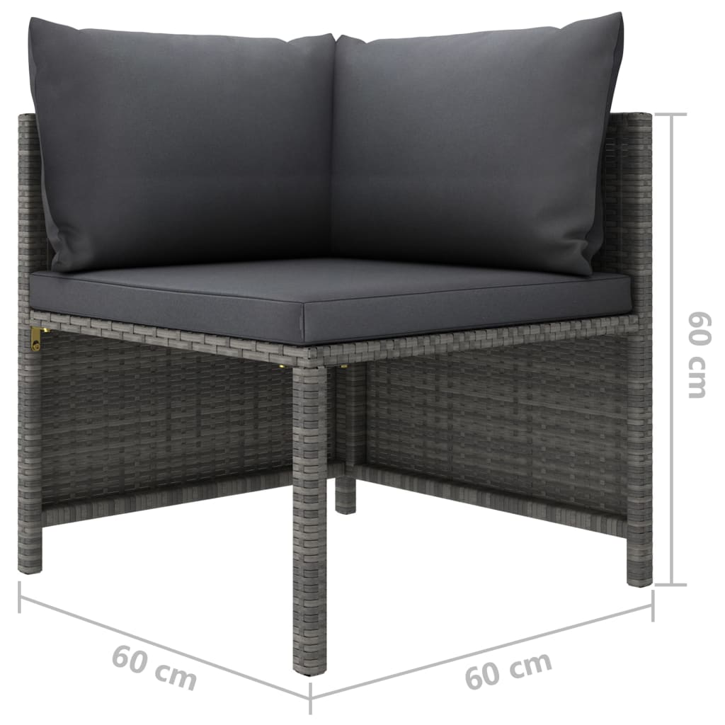 10-tlg. Garten-Lounge-Set mit Kissen Poly Rattan Grau